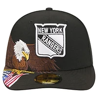 Men's New Era  Black York Rangers Freedom Pre-Curved 59FIFTY Fitted Hat