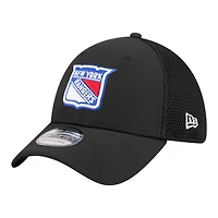 Casquette New Era Flex noire pour homme avec logo des York Rangers (modèle 39THIRTY).