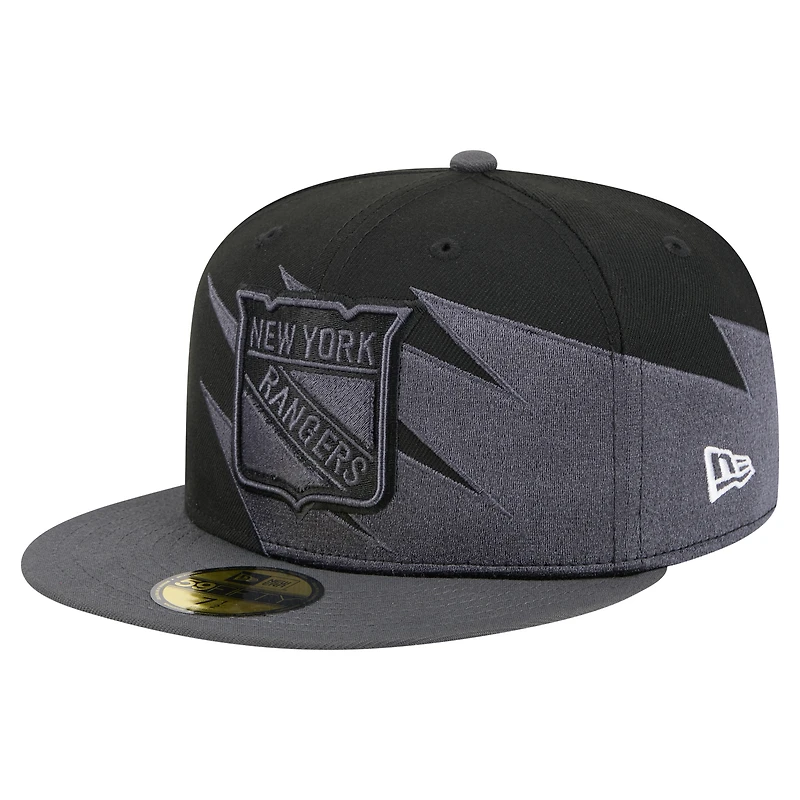 Men's New Era Black York Rangers Spikes 59FIFTY Fitted Hat