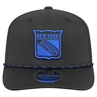 Men's New Era  Black New York Rangers Sport Vented 9SEVENTY Rope Adjustable Hat