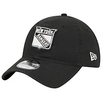 Men's New Era  Black New York Rangers Stamp Fabric Applique 9TWENTY Adjustable Hat