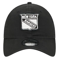 Men's New Era  Black New York Rangers Stamp Fabric Applique 9TWENTY Adjustable Hat