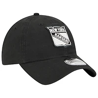 Casquette ajustable New Era 9TWENTY noire avec appliqué en tissu des Rangers de New York pour homme