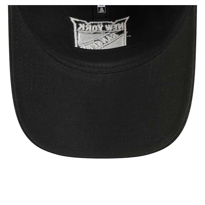 Casquette ajustable New Era 9TWENTY noire avec appliqué en tissu des Rangers de New York pour homme