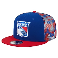 Casquette New Era 9FIFTY Snapback bleu/rouge New York Rangers Camo Meshback pour homme