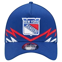 Casquette New Era bleue York Rangers 39THIRTY A-Frame perforée Flex pour homme