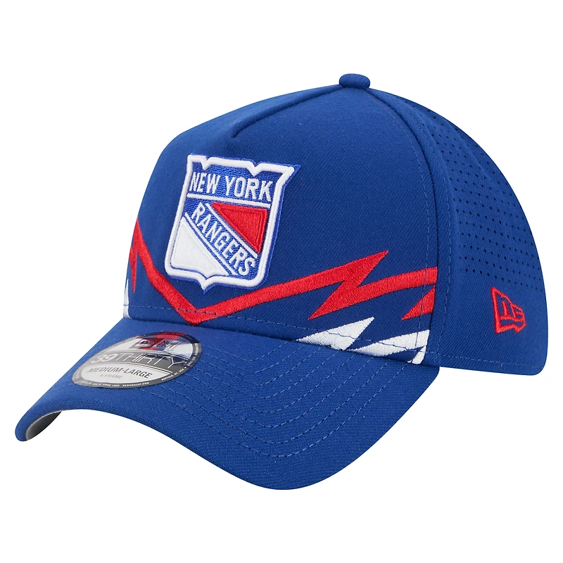 Men's New Era Blue York Rangers 39THIRTY A-Frame Perforated Flex Hat