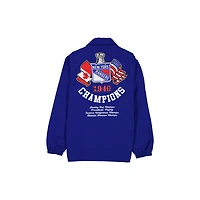 Veste New Era bleue pour homme, modèle Champions des Rangers de York, fermeture à boutons-pression.