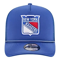 Men's New Era  Blue New York Rangers Faded A-Frame 9FIFTY Trucker Snapback Hat