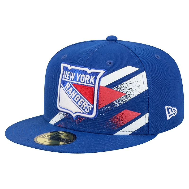 Men's New Era Blue York Rangers Faded Lines 59FIFTY Fitted Hat