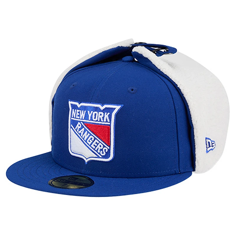 Casquette ajustée classique New Era bleue York Rangers pour homme avec oreilles de chien injectées