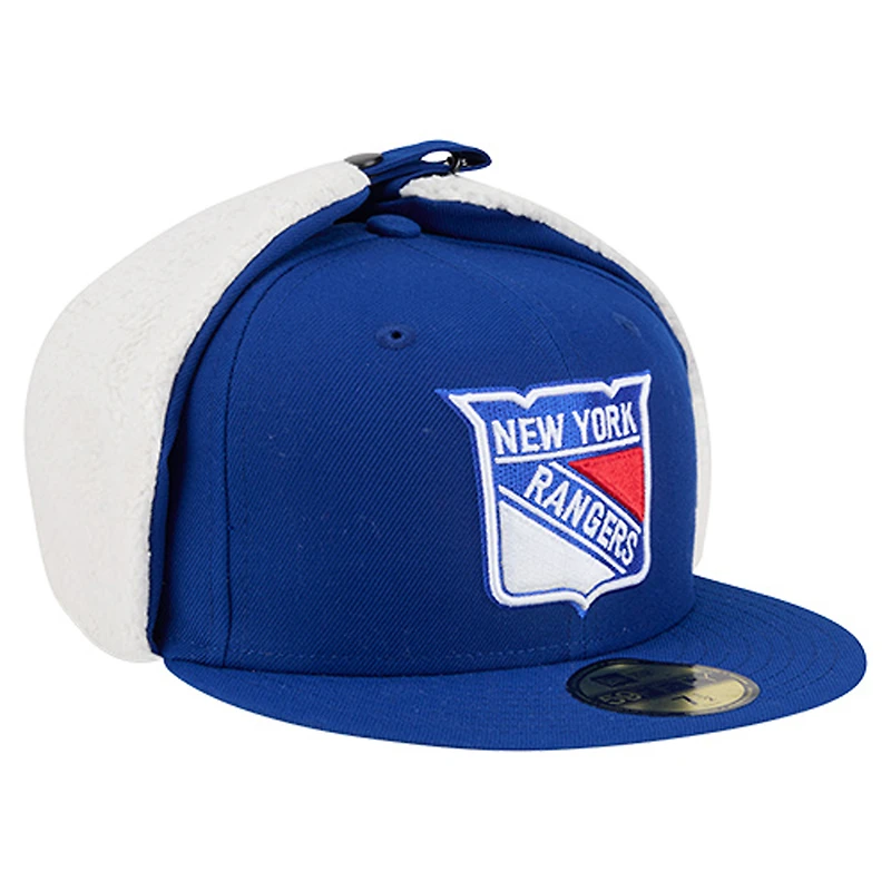 Men's New Era Blue York Rangers Injection Dog Ear Classic Fitted Hat