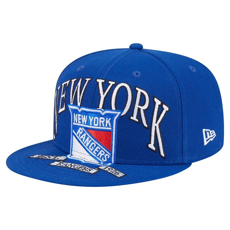 Men's New Era Blue York Rangers Oversized Vintage Arch 59Fifty Fitted Hat
