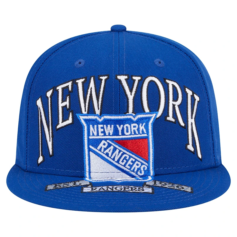 Men's New Era Blue York Rangers Oversized Vintage Arch 59Fifty Fitted Hat
