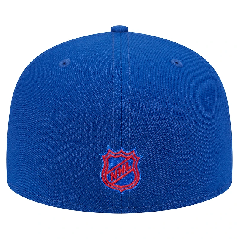 Men's New Era Blue York Rangers Oversized Vintage Arch 59Fifty Fitted Hat