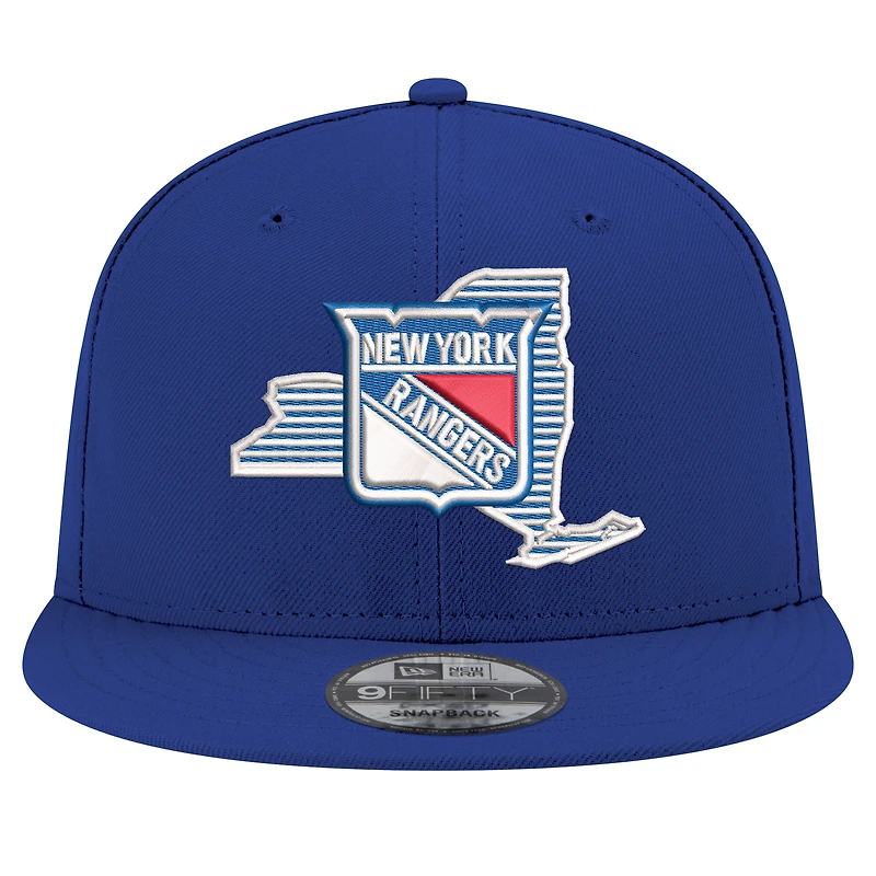 Men's New Era Blue New York Rangers State Pride 9FIFTY Snapback Hat