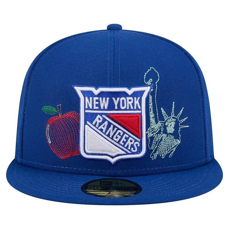 Casquette ajustée New Era 59FIFTY bleue des Rangers de York pour homme