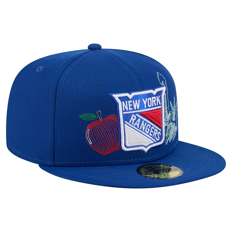 Casquette ajustée New Era 59FIFTY bleue des Rangers de York pour homme