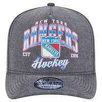 Men's New Era  Charcoal New York Rangers Throwback Washed A-Frame Pre-Curved 9FIFTY Snapback Hat