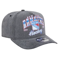 Men's New Era  Charcoal New York Rangers Throwback Washed A-Frame Pre-Curved 9FIFTY Snapback Hat