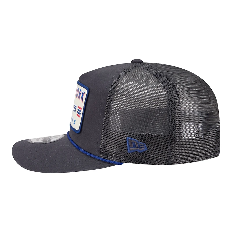 Casquette trucker ajustable New Era 19TWENTY pour homme, couleur anthracite, logo des Rangers de New York, écusson délavé.