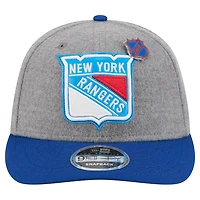 Casquette snapback 9FIFTY grise/bleue New Era pour homme, pin en laine des Rangers de New York