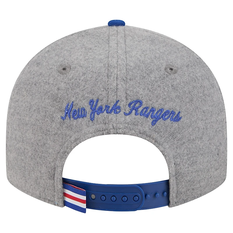 Casquette snapback 9FIFTY grise/bleue New Era pour homme, pin en laine des Rangers de New York