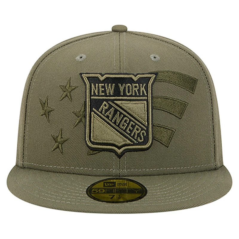 Men's New Era  Olive York Rangers Military Appreciation Flag 59FIFTY Fitted Hat