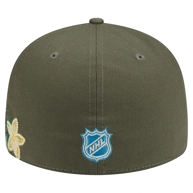 Men's New Era Olive York Rangers Tonal Florals 59FIFTY Fitted Hat