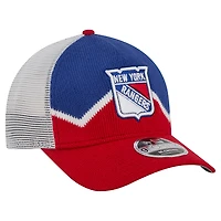 Men's New Era  Red/Blue New York Rangers Hockey Sock 9FORTY A-Frame M-Crown Adjustable Trucker Hat