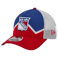 Men's New Era  Red/Blue New York Rangers Hockey Sock 9FORTY A-Frame M-Crown Adjustable Trucker Hat