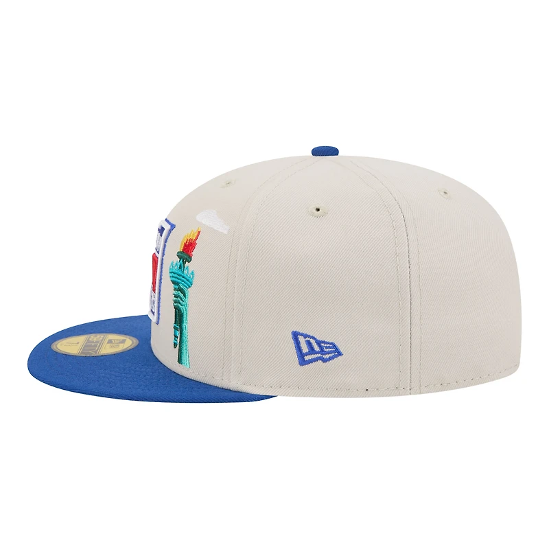 Casquette ajustée New Era 59FIFTY pour homme, beige/bleu, logo York Rangers.