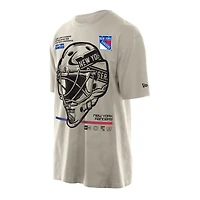 T-shirt pour homme New Era Tan avec masque de gardien but des Rangers York