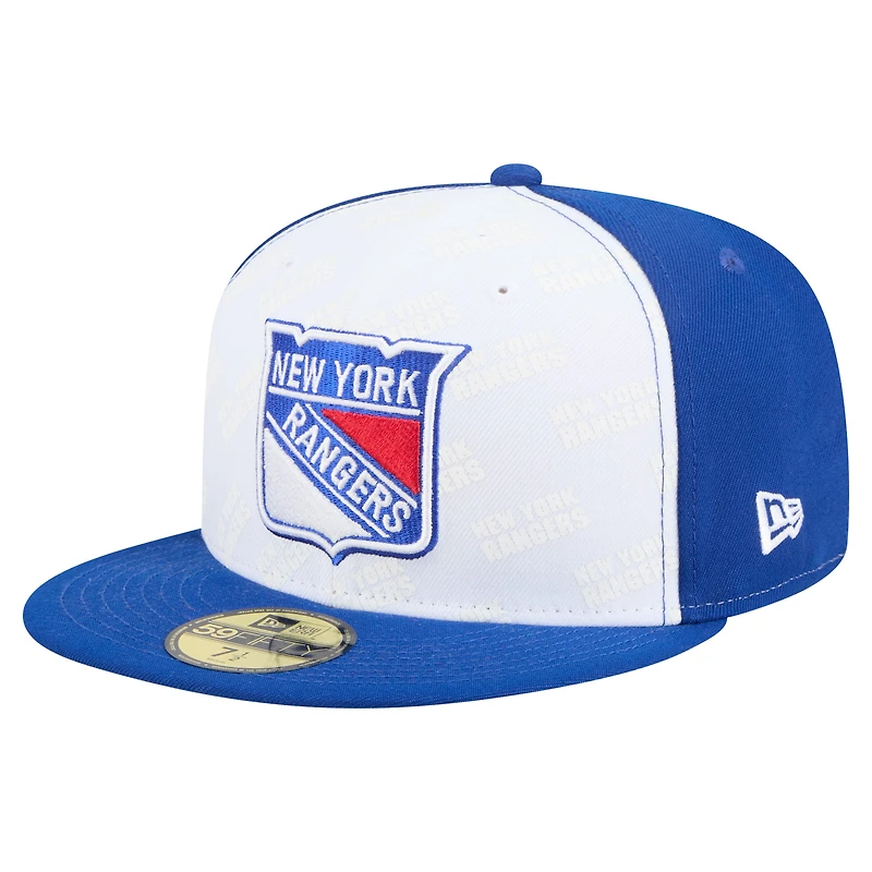 Men's New Era White/Blue York Rangers Repeat Two-Tone 59FIFTY Fitted Hat