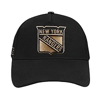 Men's Pro Standard  Black New York Rangers Metallic Logo Pinch Front Adjustable Hat