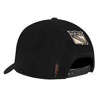 Men's Pro Standard  Black New York Rangers Metallic Logo Pinch Front Adjustable Hat