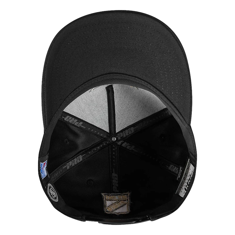Men's Pro Standard  Black New York Rangers Metallic Logo Pinch Front Adjustable Hat