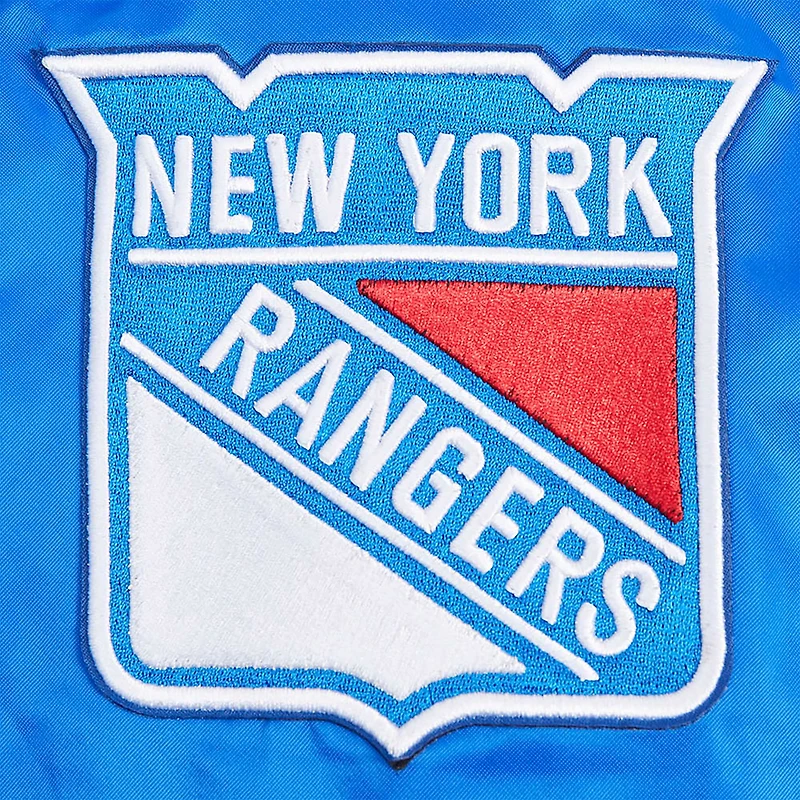 Veste à bouton-pression classique en satin bleu New York Rangers Pro Standard pour hommes