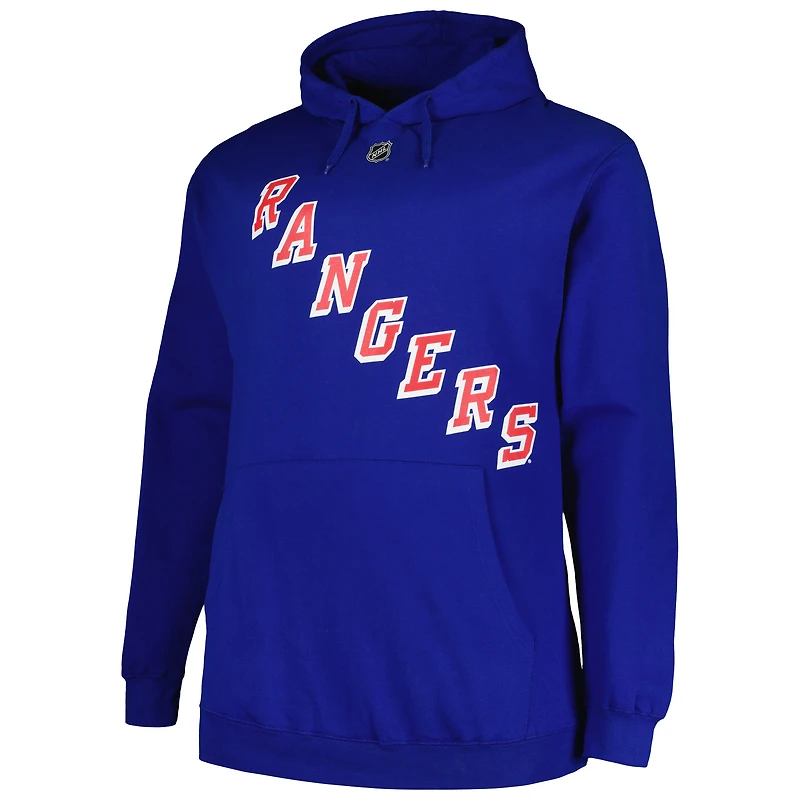 Profil pour hommes Mika Zibanejad Bleu New York Rangers grand et nom numéro Pull à capuche