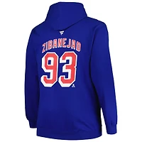 Profil pour hommes Mika Zibanejad Bleu New York Rangers grand et nom numéro Pull à capuche
