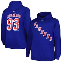 Profil pour hommes Mika Zibanejad Bleu New York Rangers grand et nom numéro Pull à capuche