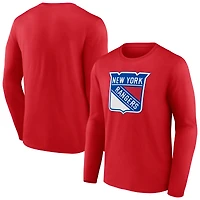 Men's  Red New York Rangers Primary Logo Long Sleeve T-Shirt