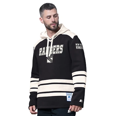 Men's Starter  Black New York Rangers Slapshot Fashion Hoodie