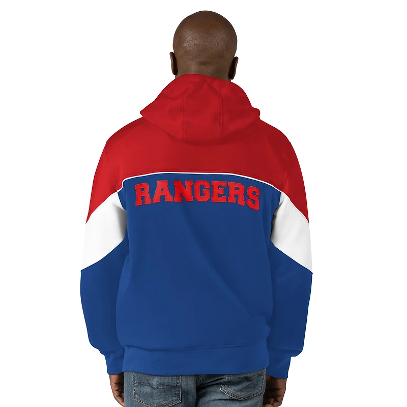 Men's Starter  Blue/Red New York Rangers Power Forward Full-Zip Hoodie
