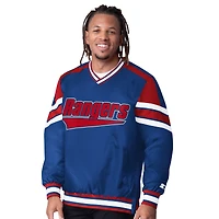 Men's Starter  Blue New York Rangers Reliever V-Neck Pullover Jacket