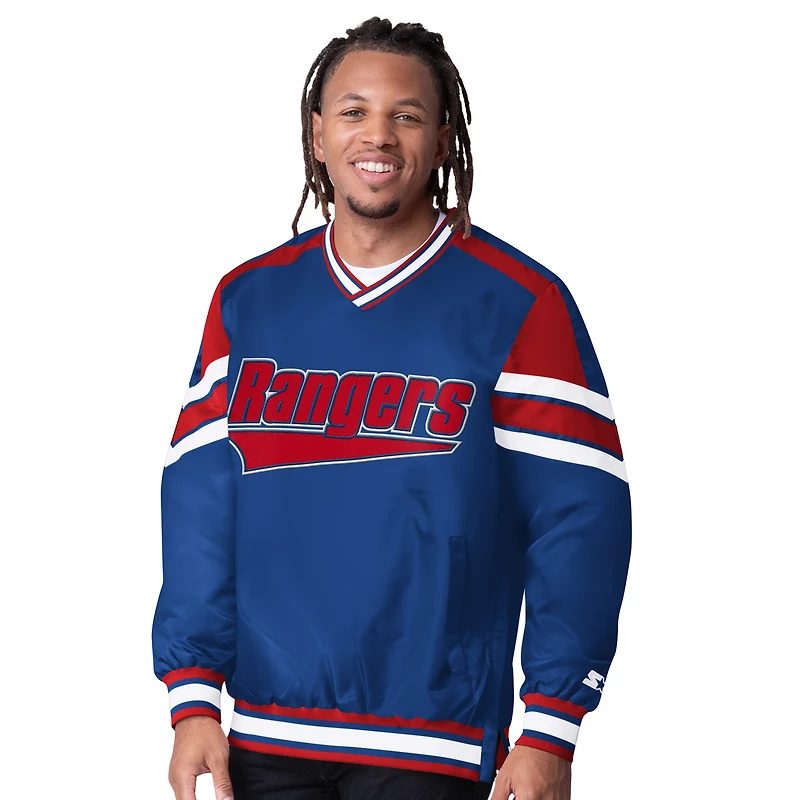 Veste à col en V bleu Starter pour homme des Rangers de New York