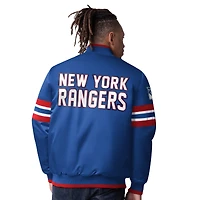 Men's Starter Blue New York Rangers Scout I Full-Snap Varsity Jacket