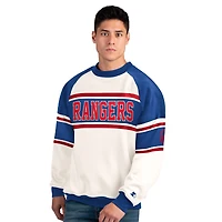 Men's Starter  White New York Rangers Defense Fleece Crewneck Sweatshirt