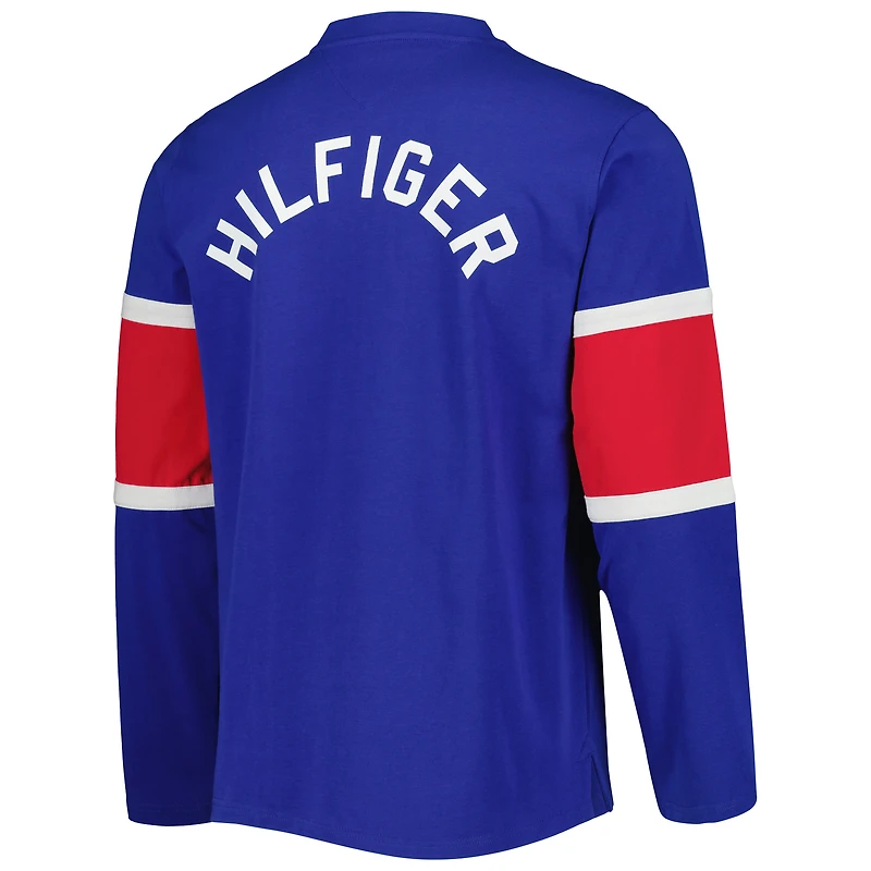 Haut à manches longues lacets Walter Tommy Hilfiger bleu des New York Rangers pour hommes