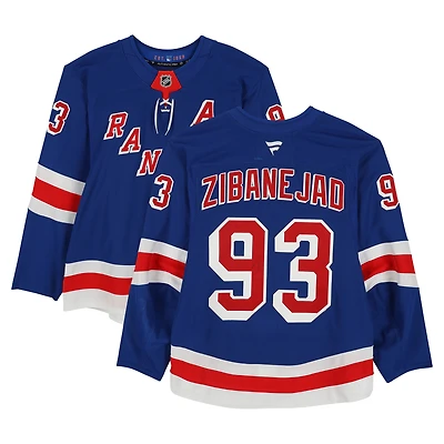 Maillot bleu n° 93, porté en match et autographié par Mika Zibanejad des Rangers de New York (série